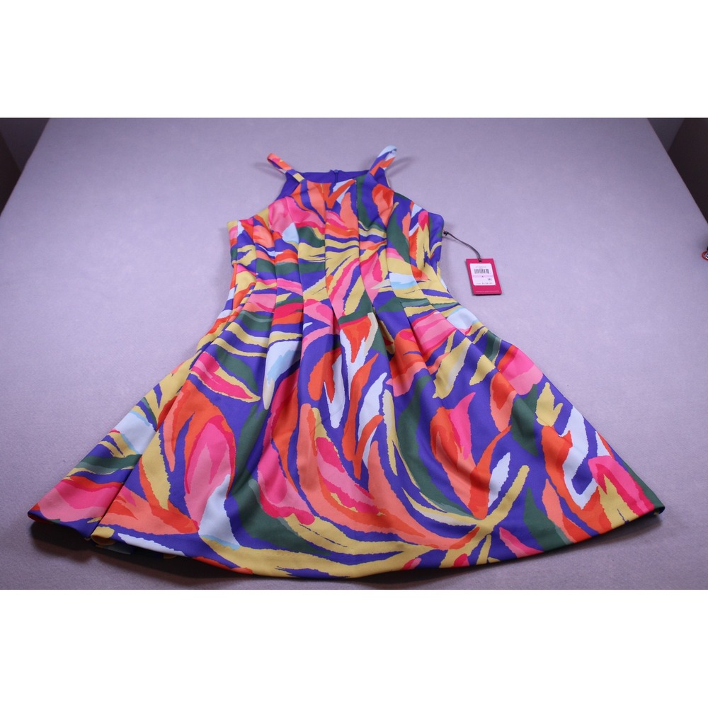 Vince Camuto Women Multi Color Abstract Print Fit Flare Dress VC3M4542 Size 6